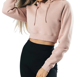 Vente en gros de haute qualité, sweat à capuche court, mode extérieur, haut élégant à manches longues, sweats à capuche pour femmes avec couleur personnalisée - Product Image 4