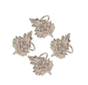 Feuille artificielle Rond de serviette en métal Boucle de serviette en or Décoration de table de fête d'hôtel - Product Image 3