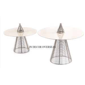 Soporte de base hecho de alambre de metal de la mejor calidad chapado en oro de alta calidad para bandeja de servicio de comida de forma redonda de la India al precio más bajo - Product Image 3