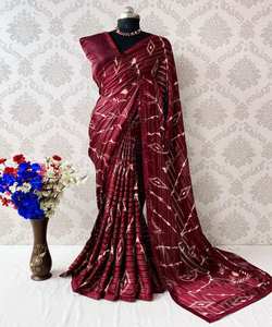 Sari Étnico de Seda Georgette, Listo para Usar, para Fiestas y Bodas Indias, con Bordado Tradicional Banarasi para Mujer - Product Image 6