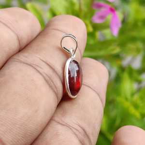 Pendentif en argent 925 fait à la main lunette fine pierre précieuse Hessonite bijoux sains cadeau pour ses enfants élégant lunette réglage charme - Product Image 3