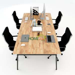 โต๊ะทำงานแบบคลัสเตอร์ 4 ที่นั่ง รุ่น Aton Concept HBAT013 ขนาด 240x120 ซม. ดีไซน์มินิมอลร่วมสมัย สำหรับใช้ในสำนักงาน ต้องประกอบเอง - Product Image 2