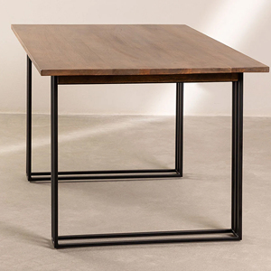 Mesa de comedor rectangular de exterior madera de teca natural con patas de aluminio-Mischa - Product Image 2