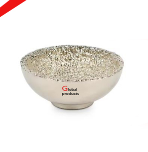 Bol de service de nourriture en aluminium doré de forme ronde en métal fini de fantaisie pour restaurant et bar d'hôtel - Product Image 2