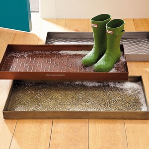 Entryway Decorative Metal <b>Boot</b> Tray for Home Storage Tray Antique Gold Finished Rectangular Handmade <b>Boot</b> Trays - Product Image 6