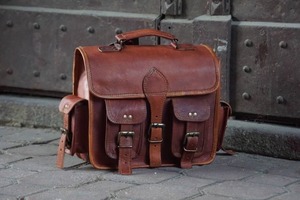 กระเป๋าหนังใส่ของได้ทั้งชายและหญิงสีน้ำตาลขนาดใหญ่สไตล์วินเทจกระเป๋าใส่ของรูปวัวสองตัวสำหรับเดินทางเล่นกีฬา - Product Image 4