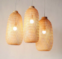 Lampe suspendue en bambou faite à la main de style rétro pour le foyer, lampe en rotin pour le salon, lampe design pour le hall
