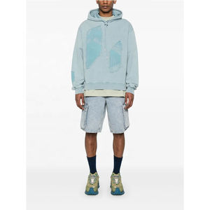 Sweat à capuche en molleton biologique personnalisé en gros, imprimé avec des strass, lavage à l'acide, pour homme - Product Image 3