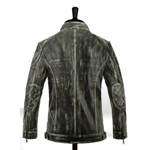 Veste en cuir pour homme FADE, veste en cuir café, veste de moto pour homme, streetwear tendance, veste de motard, coupe ajustée, veste d'automne et d'hiver - Product Image 3
