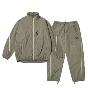 Survêtements de sport en nylon à fermeture éclair vierges pour hommes Streetwear survêtement coupe-vent décontracté surdimensionné ensembles de survêtement en nylon réfléchissant personnalisés - Product Image 1