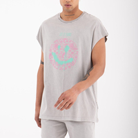 T-shirt sans manches surdimensionné 2023 à épaules tombantes 100 % coton biologique imprimé sur mesure pour homme, style hip-hop, haute qualité, article OEM tricoté