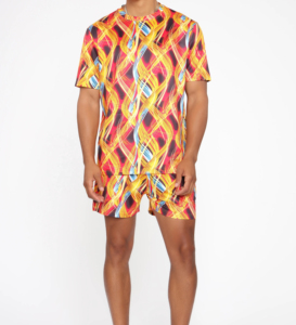 Wholesale <b>Retro</b> Bold Stripe Streetwear Tee & Drawstring Shorts Co-Ord Set Men Summer Outfits Fashion Casual Men Twin Sets - Product Image 5