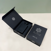 Boîte cadeau magnétique rigide de luxe noire personnalisée, boîte à parfum, emballage de flacon cosmétique, emballage en papier, ensemble de soins de la peau, boîte à huile essentielle