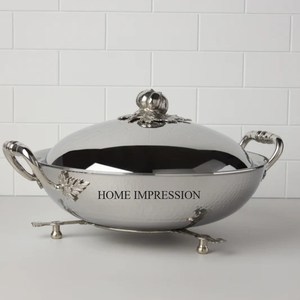 Regard accrocheur couleur argent finition brillant poli martelé Texture Ruffoni casserole chauffe-aliments et organisation de stockage - Product Image 5