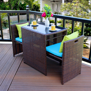 Luxury Three Piece Stainless Steel Outdoor Furniture Set Compact Space Saving Lounge Chairs Waterproof Cushion Garden <b>Coffee</b> Tab - Product Image 5