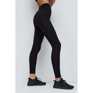 Leggings de sport noirs sans couture à taille haute Mega Merchant, style décontracté, tissu extensible, matière en mousseline, longue tenue - Product Image 4