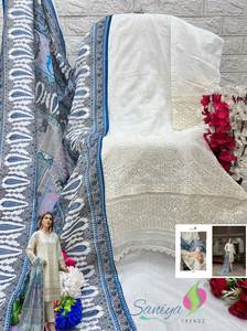 ชิคันคาริผ้าคอตตอนคุณภาพสูงจากนักออกแบบอินเดียสไตล์พรีเมี่ยมสไตล์ซาลวาร์สามชิ้น - Product Image 4