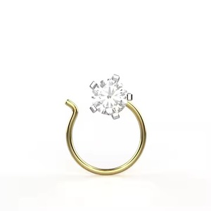18k Yellow <b>Gold</b> Certified Solitaire Lab Groen Diamond <b>Nose</b> pin Everyday Wear Floral Design Fine Piercing Jewelry For Women - Product Image 4