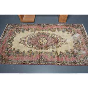 Alfombra de lana turca Vintage de 37x68 pies, clásica, Beige, rosa, diseño de retazos, área grande, alfombra para sala de estar para adolescentes, respaldo de látex - Product Image 3