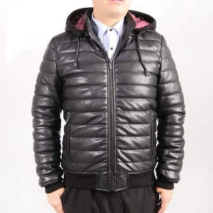 2025 nouvelle mode haute qualité peau de vache bouffant en cuir veste col montant tissé rembourré personnalisé chaud veste pour unisexe-vente en gros - Product Image 5