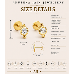 Petites boucles d'oreilles clous en zircon et perle en laiton plaqué rhodium - Product Image 5