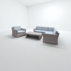 Juego de sofá moderno para exteriores hecho en Vietnam, elegante mimbre de imitación de mimbre polivinílico, plástico duradero, jardín con recubrimiento en polvo de ratán - Product Image 2