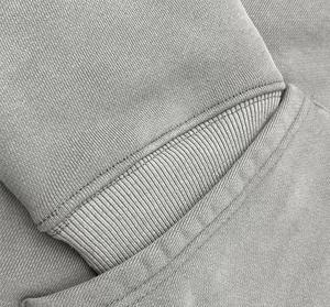 Sweat à capuche vintage unisexe délavé à l'acide avec logo personnalisé OEM pour hommes Streetwear impression brodée design unisexe sweat à capuche délavé à l'acide vierge - Product Image 5