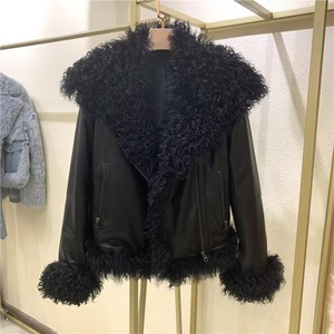 Lady Girl Fourrure de lapin Manteaux courts d'hiver Col en laine Veste chaude Manteau de luxe pour les femmes d'hiver respirant vestes élégantes - Product Image 6