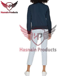 Chaqueta bomber de satén de piel de oveja Reversible de estilo otoñal para mujer, cremallera OEM personalizada de talla grande con bolsillos inferiores, tejido - Product Image 2