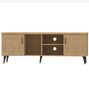 Soporte de centro de entretenimiento de TV de madera Almacenamiento Fácil instalación Sala de estar moderna Muebles de entrada de dormitorio Hecho Malasia 26_0124 - Product Image 1