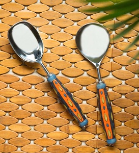 Nouveau Style Qualité Salade Serveur Ensemble En Acier Inoxydable Couverts Couverts Salade Serveur Ensemble De Cuillère 2 Pcs Avec Poignée Incroyable - Product Image 3