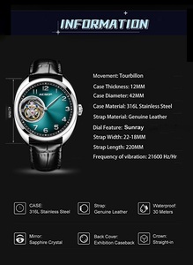 Montre mécanique tourbillon classique 7056 pour homme, montre de luxe certifiée par le fabricant - Product Image 4