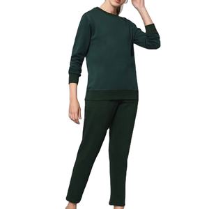 Nuevo traje de chándal Sexy personalizado para mujer, conjuntos de chándal de lana de pierna ancha a juego de lana gris para mujer, conjuntos de chándal de alta calidad - Product Image 1