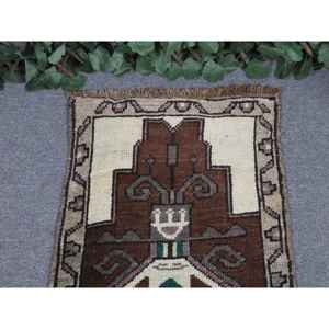 พรมวินเทจสไตล์ตุรกี ขนาด 1.7x3.4 ฟุต พรมขนาดเล็ก สีน้ำตาลเขียว พรมโมร็อกโก - Product Image 3