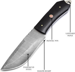 Couteau de chasse et de camping en acier Damas carbone de haute qualité, lame pleine, OEM, livraison directe - Product Image 5