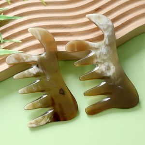 PEINE DE CUERNO HECHO A MANO PERSONALIZADO NATURAL con dientes finos y anchos Peine de cuerno de búfalo hecho a mano para peinar el cabello - Product Image 6