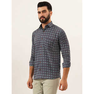 เสื้อเชิ้ตแขนยาวสำหรับผู้ชายผ้าฝ้ายแท้พิมพ์ลายหลายสี - Product Image 2