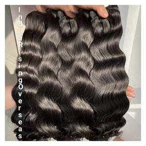 Extensiones de cabello humano Remy sin procesar con ondas naturales de la India 100%, extensiones de cabello alineadas con cutículas, proveedor a granel - Product Image 1