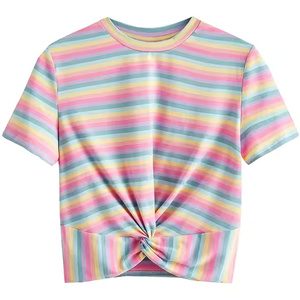 Haut court d'été de haute qualité pour femmes avec manches courtes Nouveau design Vente chaude en gros Prix bas quantité minimale de commande - Product Image 3