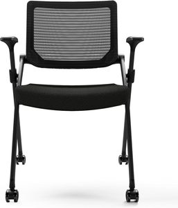 Foldable Office <b>Chair</b> <b>With</b> PU <b>Wheels</b> Ergonomic Mesh Bouncing Back, Stackable Conference Room <b>Chair</b>, Office Guest & Reception - Product Image 4