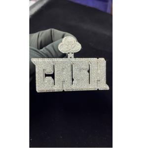 Pendentif en argent sterling 925 de meilleure qualité Mirror Shine 'CASH' avec caution personnalisée glacée pour cadeau de style Hip Hop - Product Image 1