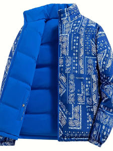 Vestes d'hiver personnalisées, lourdes et chaudes, manteau grande taille, vêtements d'extérieur de haute qualité pour hommes, veste matelassée réversible à motif cachemire épais - Product Image 2