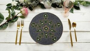 Handcrafted Round <b>Beaded</b> <b>Placemats</b> for Dining Table Wedding Christmas Decoration Family Gathering Parties - Product Image 5