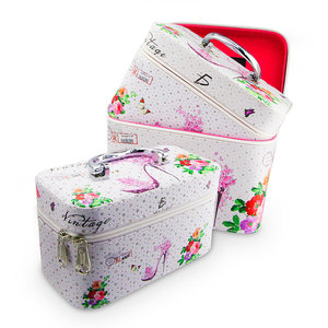 Large Capacity Cosmetic Bag Printed for Toiletry Travel Case 3-Piece Diamond Dot Pattern <b>Makeup</b> Organizer <b>Box</b> with Zipper - Product Image 1