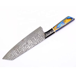 Venta al por mayor profesional japonés hecho a mano de acero de Damasco de carbono cuchillo de Chef de cocina personalizable OEM ODM Logo mango de madera Pakka - Product Image 6
