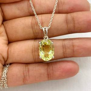 จี้เลมอนควอทซ์สำหรับผู้หญิงจี้ชุบทองเงินสเตอร์ลิงสีทอง925สำหรับงานปาร์ตี้ครบรอบ - Product Image 3