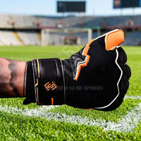 Gants de gardien de but en cuir de qualité supérieure, design professionnel pour l'entraînement, protection complète des mains, fermeture antidérapante à boucle auto-agrippante