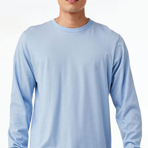 Fabricant OEM personnalisé T-shirt unisexe bleu bébé à manches longues et col rond-100% Airlume Cotton, 4.2 oz - Product Image 6