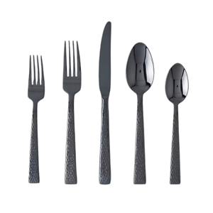 Poignée de conception simple Couverts en acier inoxydable finis enduits de couleur noire Couverts allant au lave-vaisselle pour un usage domestique Cuillère Fourchette Couteau - Product Image 1