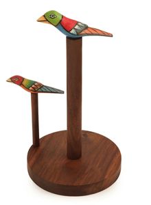 Collection d'oiseaux porte-serviettes élégant marron en bois de Sesham porte-serviettes comptoir distributeur de rouleaux Base antidérapante pour la cuisine - Product Image 4